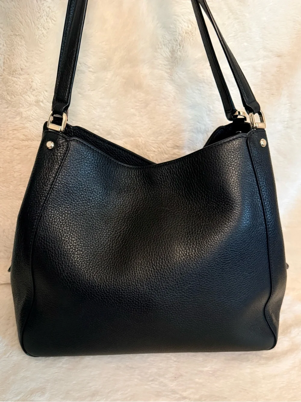 Authentic Kate Spade New York Black Leather Hobo Bag with Zip Wallet